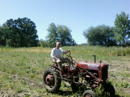 Farmer Josh on his tractor
